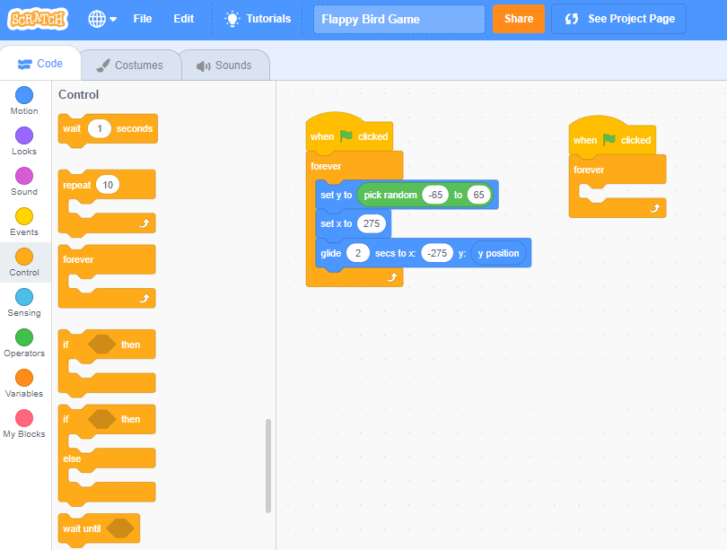 How to Make Flappy Bird on Scratch game collision in scratch