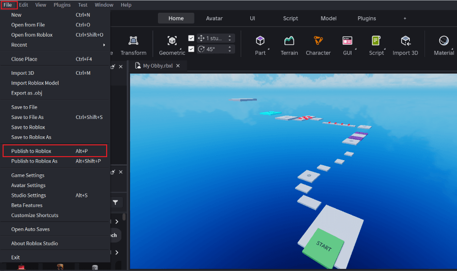 Publish to roblox